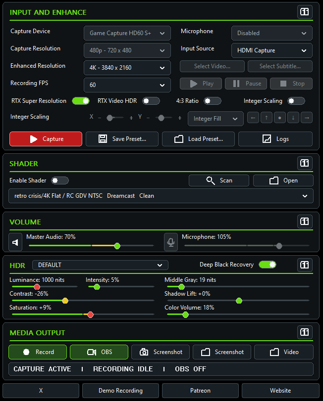 RetroTX control panel close-up