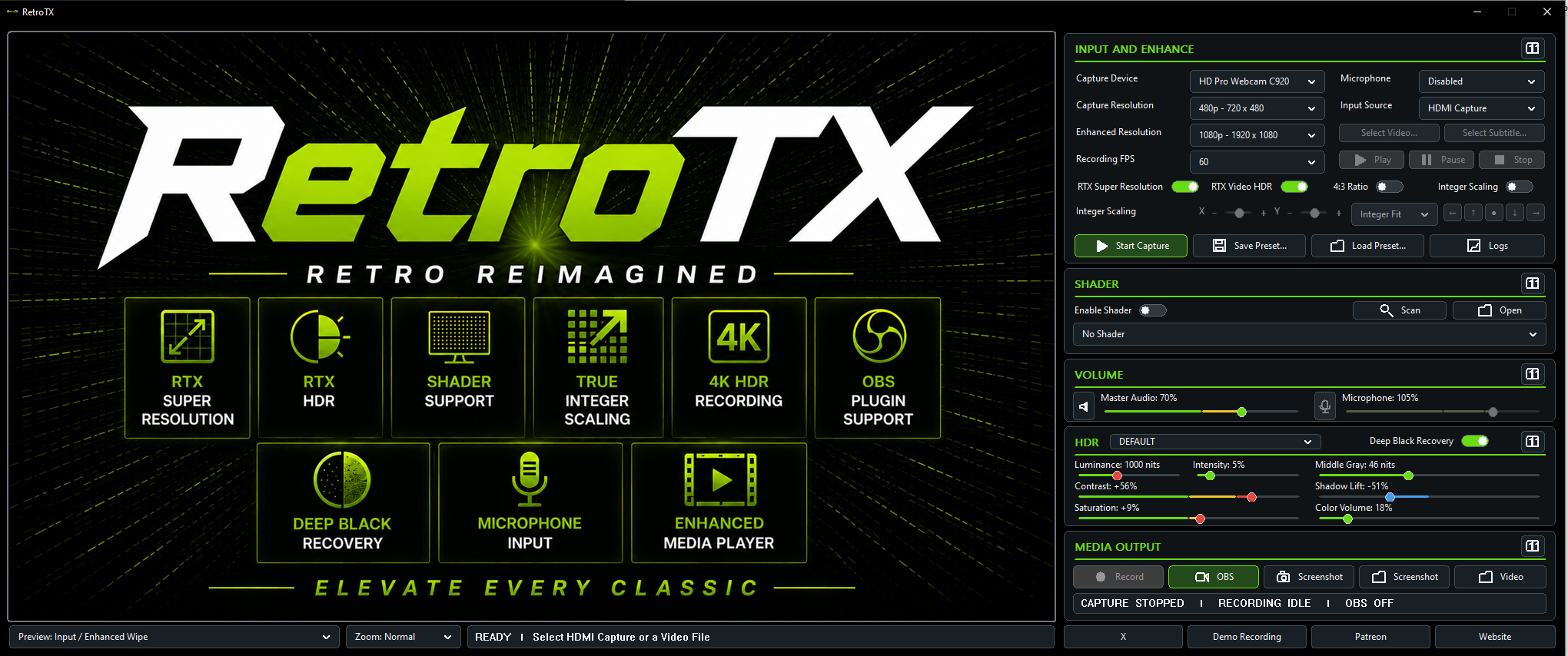 Complete RetroTX user interface